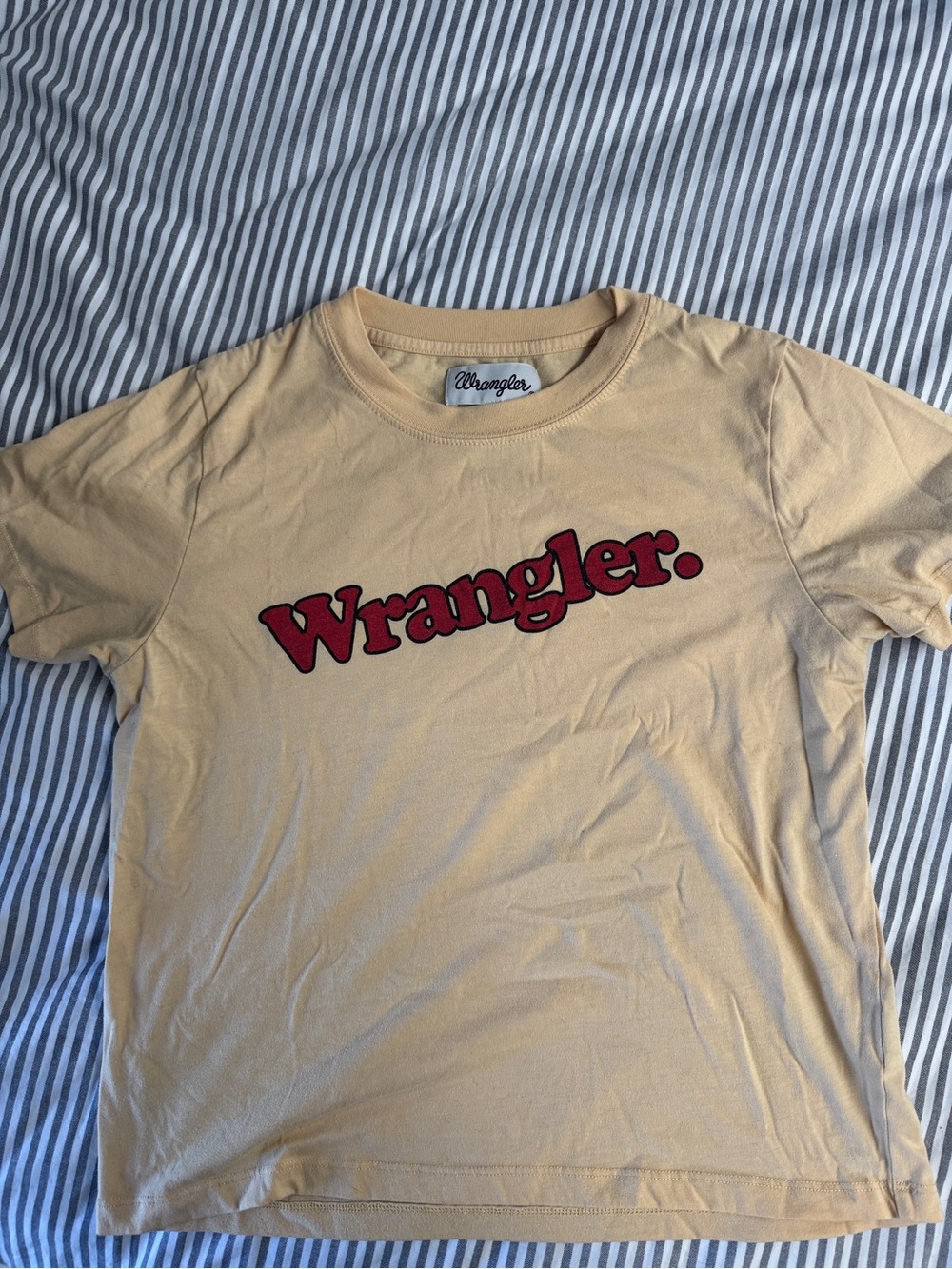 Vintage Wrangler Pale Yellow Tee with Red Logo